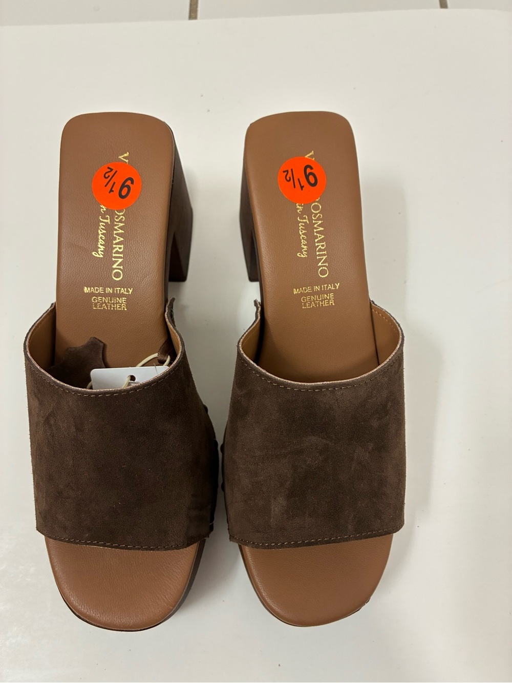 Verderosmarino Women’s Brown Suede platform slides Size 9.5